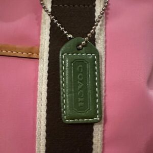 Coach Pink Tote with Green Tag